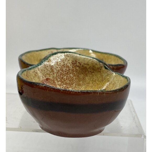 Modigliani Italy Terra Cotta Glazed Pottery Small Double Side Dish Condiment EUC - Picture 8 of 16